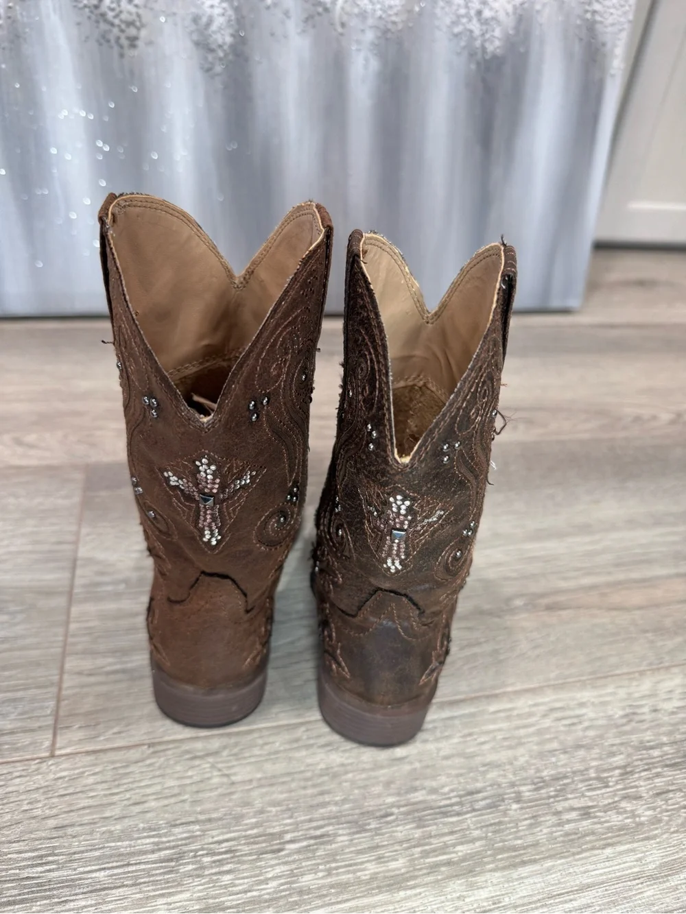 Roper Brown Girls' Western Boots with Rhinestones